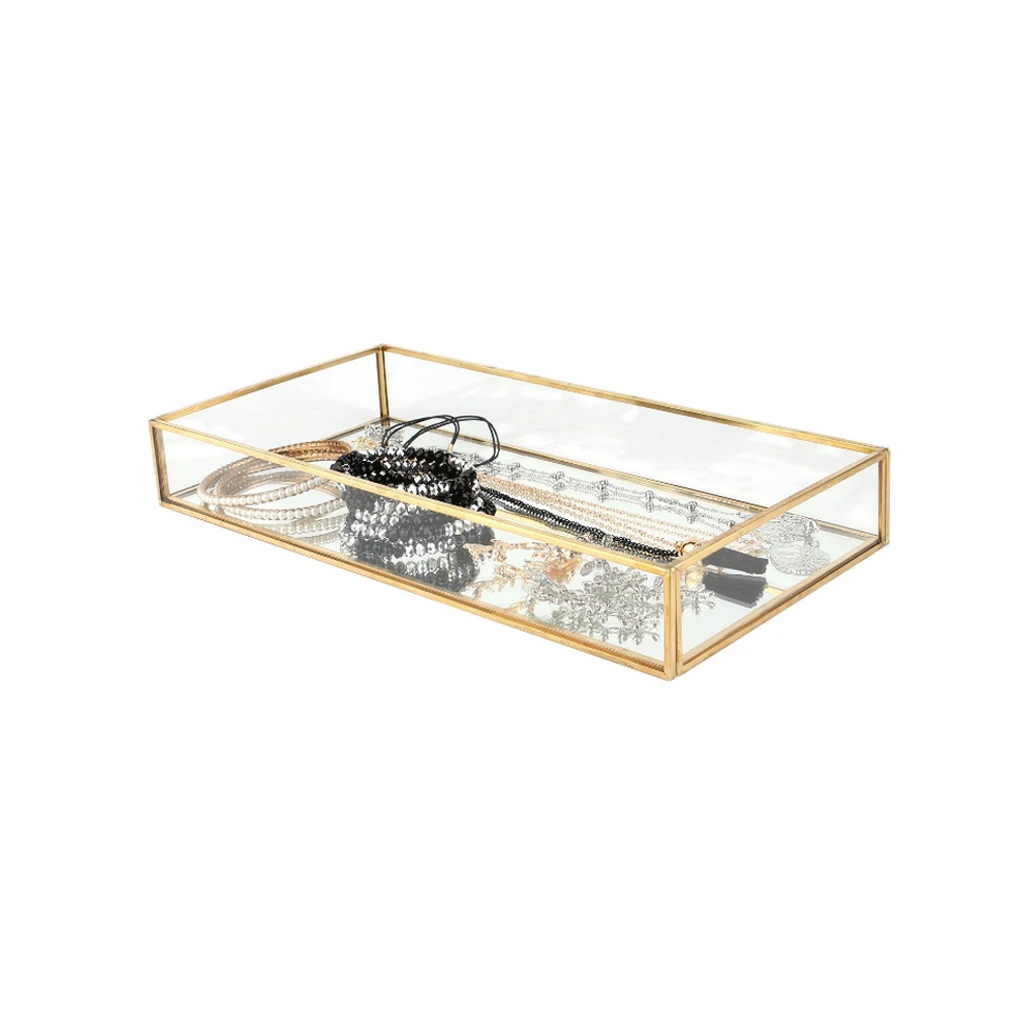 Rectangle Glass Jewelry Box Jewelry Tray Tabletop Succulent Plant Planter Box 