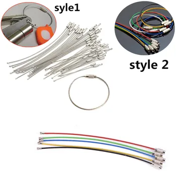 

5/10pcs Stainless Steel Wire Cable Loop Keychain Tag Rope Screw Lock Gadget Ring Key Keyring Circle Camp Hanging Tool