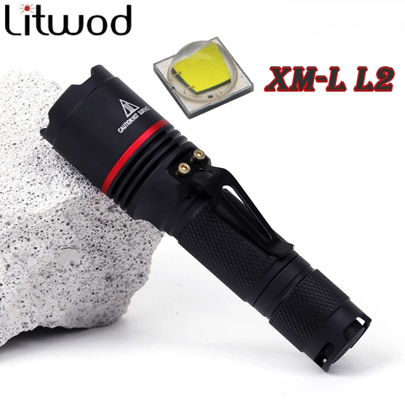 

Litwod Z30911 XM-L L2 5000LM Aluminum Waterproof CREE LED Flashlight Torch light for 14500 Rechargeable Battery or AA