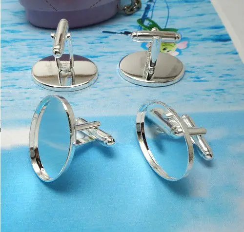 10PCS Silver Plate Cufflink 25x18mm Oval Blank Settings Cuff Links #22679 | Украшения и аксессуары