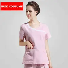 Летний женский больничный медицинский скраб набор одежды стоматологическая клиника салон красоты медсестры униформа с короткими рукавами Slim Fit 03