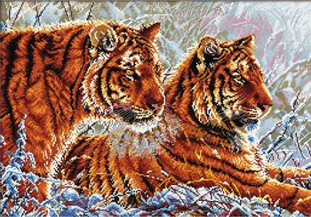 

Counted Thread Printed Cross Stitch Two Tigers Kits Embroidery Patterns 11CT Animals Sets Painting Cotton Art Decoration Home
