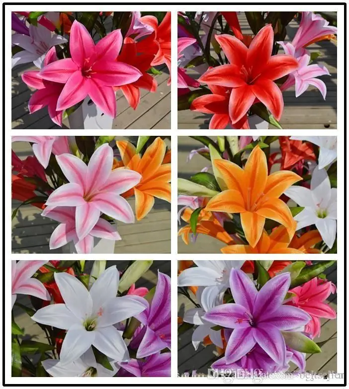  97CM length Real touch Artificial Silk lily flower Simulation flower beautiful flower home wedding birthday party home decor