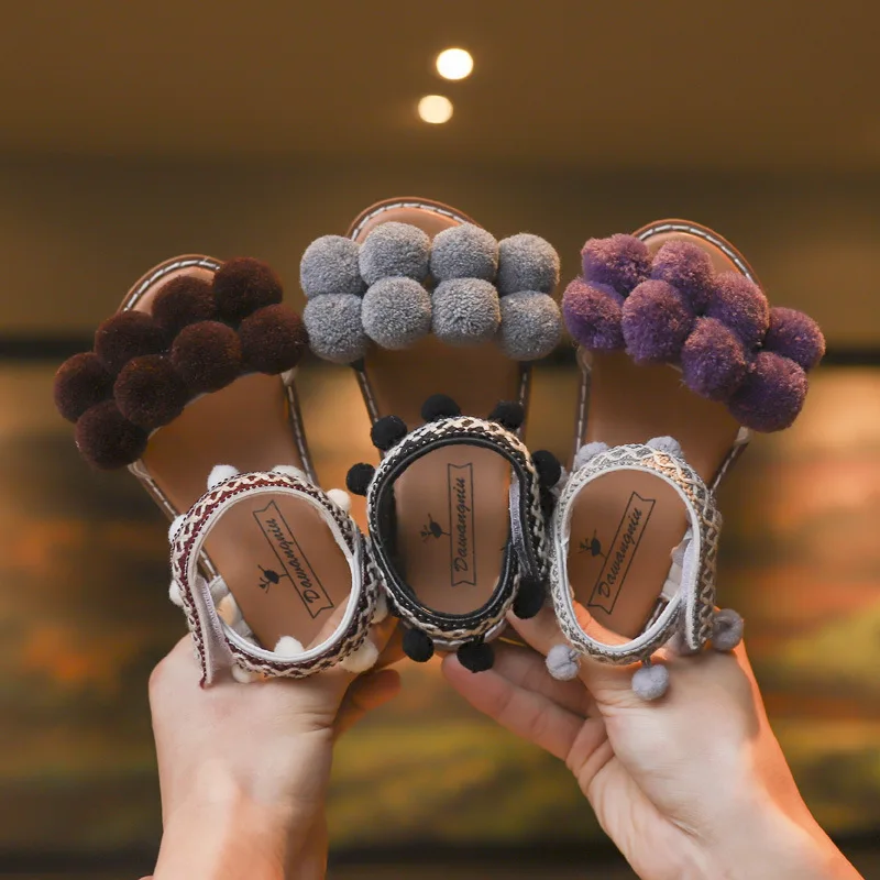 

Fashion Summer Children Kids Baby Shoes Girls Antiskid Infantil Balls Braid Sneaker Princess Beach Sweet Shoes Sandals S8688