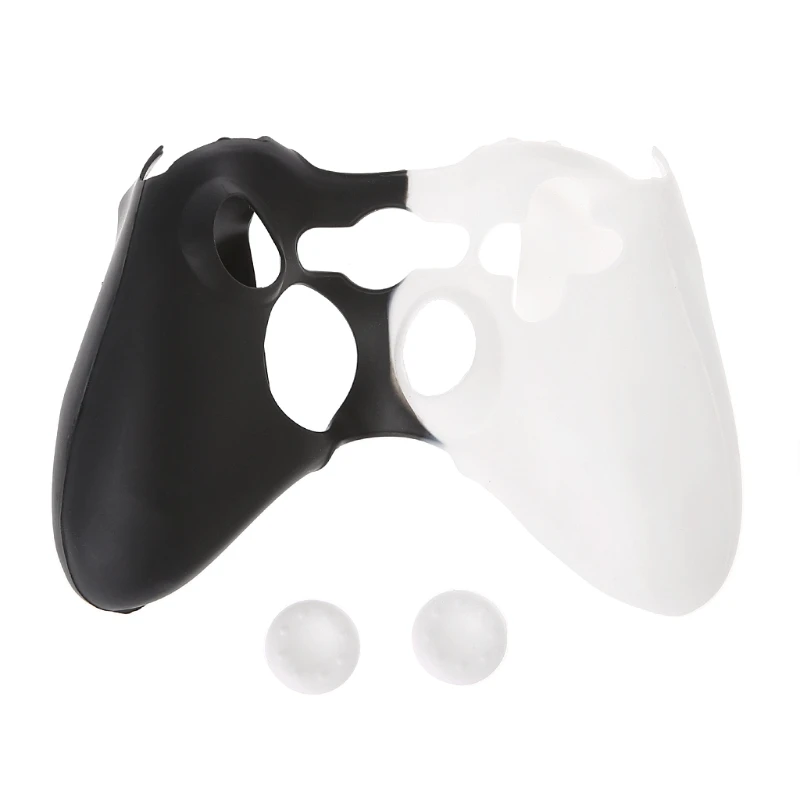 OOTDTY двухцветная силиконовая крышка джойстик гелевый Мягкий защитный чехол для xbox 360 контроллер геймпад - Цвет: Black  White