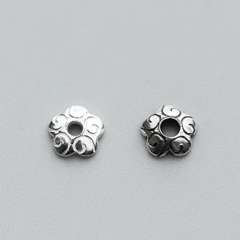 

925 Sterling silver carved flower hat torus Spacer Beads cap for making jewelry accessories diy jewelry fittings 6mm 30pcs