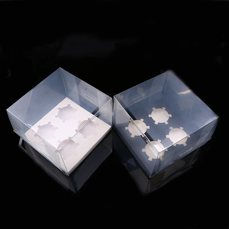 WHISM прозрачная ПЭТ коробка для кексов прозрачная коробка для печенья коробка для конфет с основанием внутри Рождественская Свадебная праздничная подарочная упаковка коробка