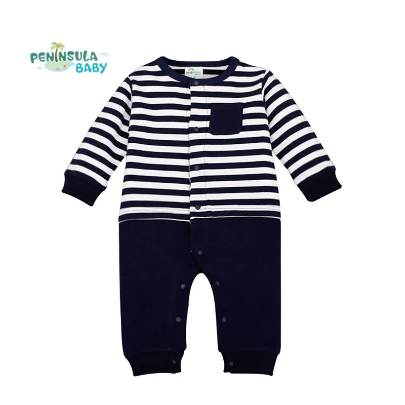 New 2017 Fashion Baby Boy Clothes Stripe Sleeve Baby Rompers Newborn Cotton Baby Girl Clothing