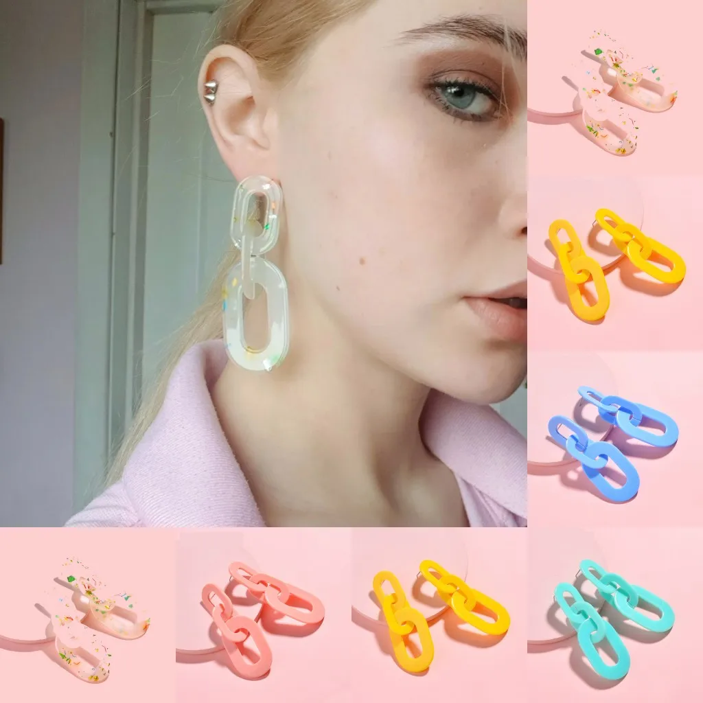

ROXI Chunky Chain Acrylic Earrings 2019 Big Statement Earrings for Women Resin Oval Geometric Drop Dangle Earrings Boho Jewelry