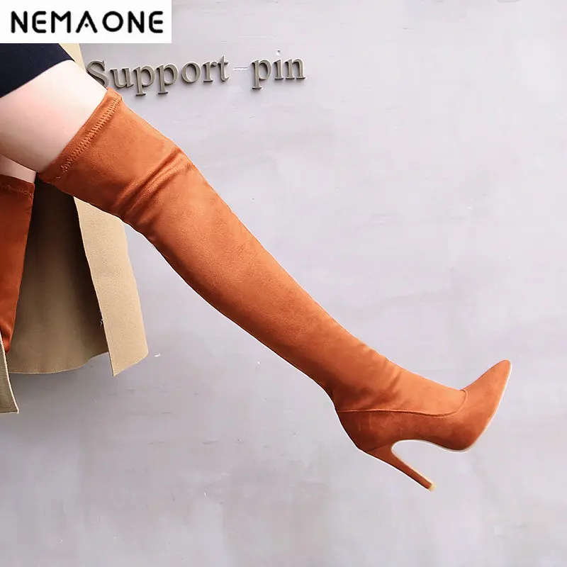 

New 11cm high Heels women over the knee boots poined toe ladies spring autumn Boots party dress shoes woman black red yellow