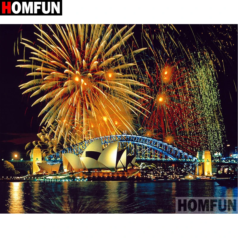 HOMFUN Full Square/Round Drill 5D DIY Diamond Painting &quotCity fireworks&quot 3D Embroidery Cross Stitch Home Decor A19014 | Дом и сад