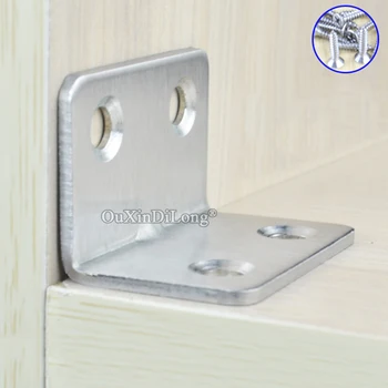 

High Quality 100PCS Stainless Steel Right Angle Corner Braces L Shape Board Frame Shelf Support Brackets Connectors + Screws
