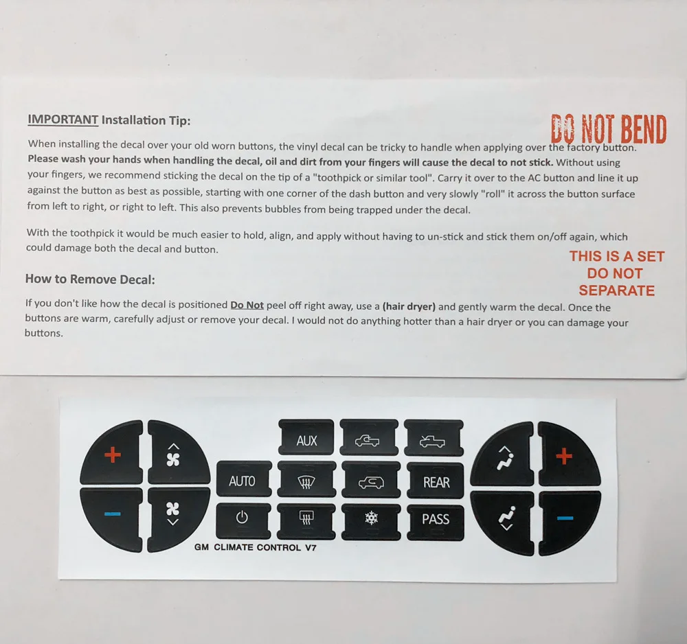 Hot sale sticker GM car button AC center control sticker Hot sale sticker GM car button AC center control sticker