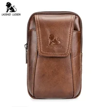 LAOSHIZI LUOSEN Новое поступление мужской ремень из натуральной кожи поясная сумка винтажная Повседневная Мужская поясная сумка Хип Мобильный телефон сумка