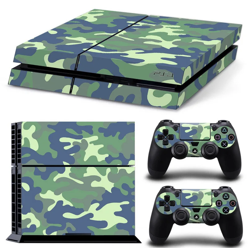 Camouflage Plastic Vinyl Skin Sticker For Sony Ps 4 Console with 2 Controllers Cover For PS4 Gamepad Joypad Decal 