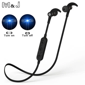 

M&J HT3 Bluetooth Headset Magnetic Wireless In-ear Stereo Headphones with Mic Sport HD Music For iPhone Xiaomi Android