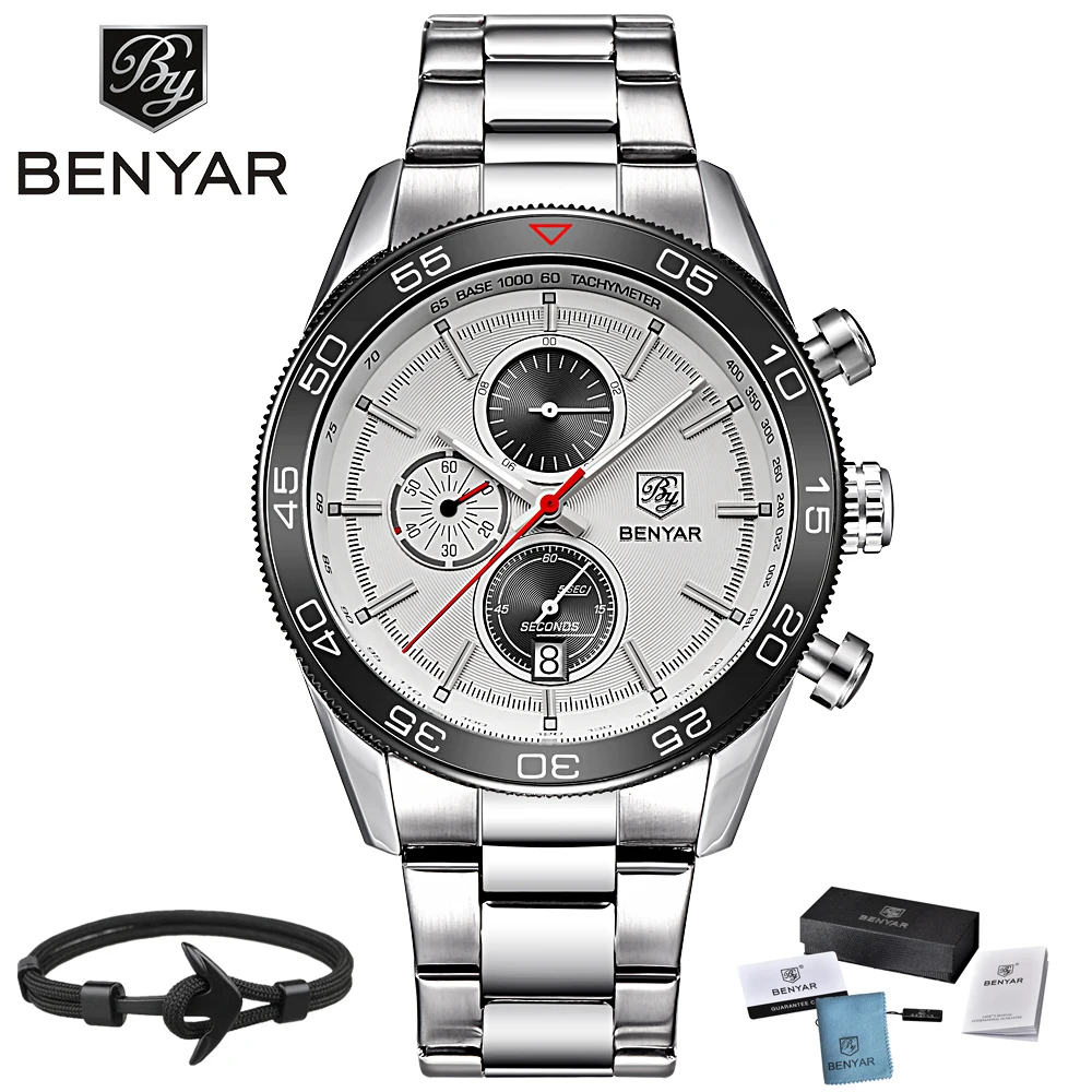 

BENYAR Brand Luxury Watch Reloj Hombre Men Waterproof Quartz Sport Chronograph Watches Clock Relogio Masculino erkek kol saati