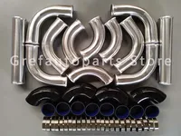 76MM 3" Aluminium Universal Intercooler Turbo Piping Kit with Black Hose T-Coupler