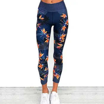 

Women Maple Leaf Stripe Pants Push Up Slim Fit High Waist Fitness Leggings