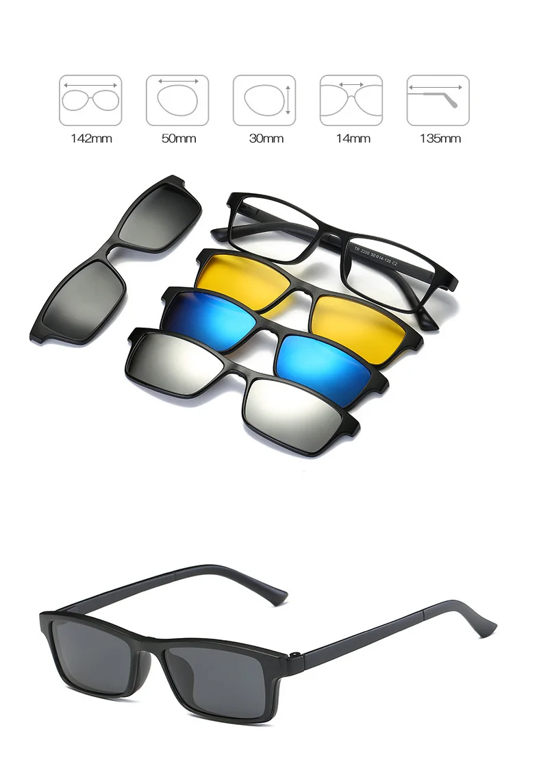Человек Оправы для очков 4 клип на tr90 Для женщин, солнцезащитные очки, поляризационные, магнитные очки мужские водительские очки от близорукости оптический Sq002