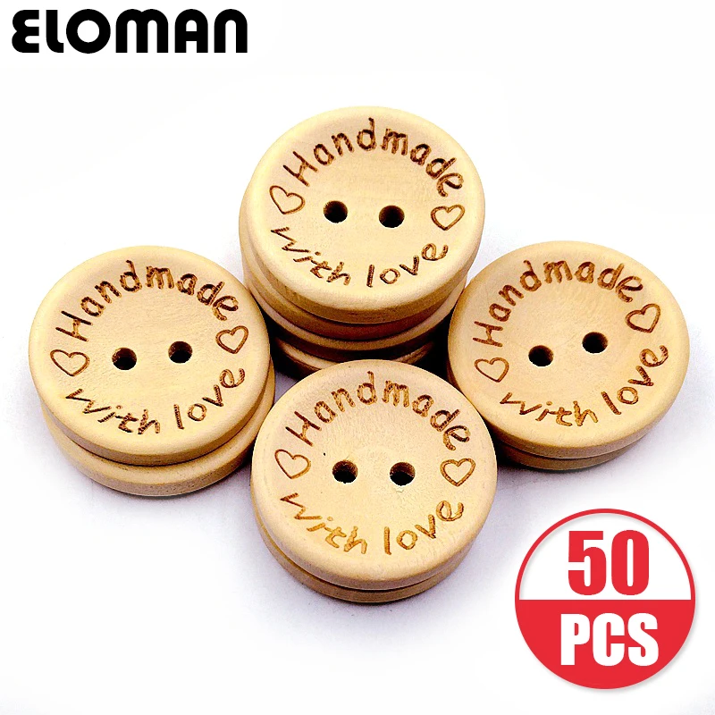 ELOMAN 50 шт./лот деревянные пуговицы натурального цвета кнопки ручной работы с