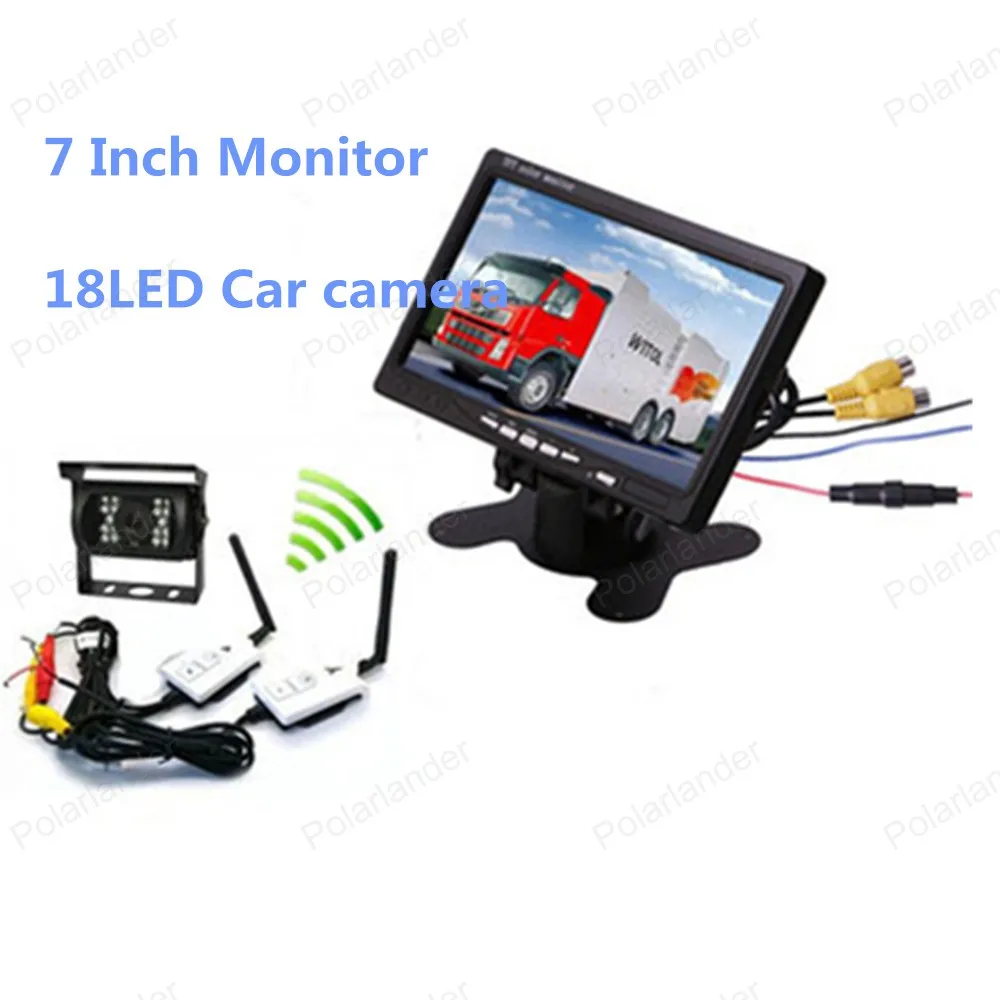 7 дюймов TFT ЖК-дисплей автомобильный монитор заднего вида с камерой парковки HDMI 18 светодиодный rearviwe камеры беспроводной приемопередатчик Комплект