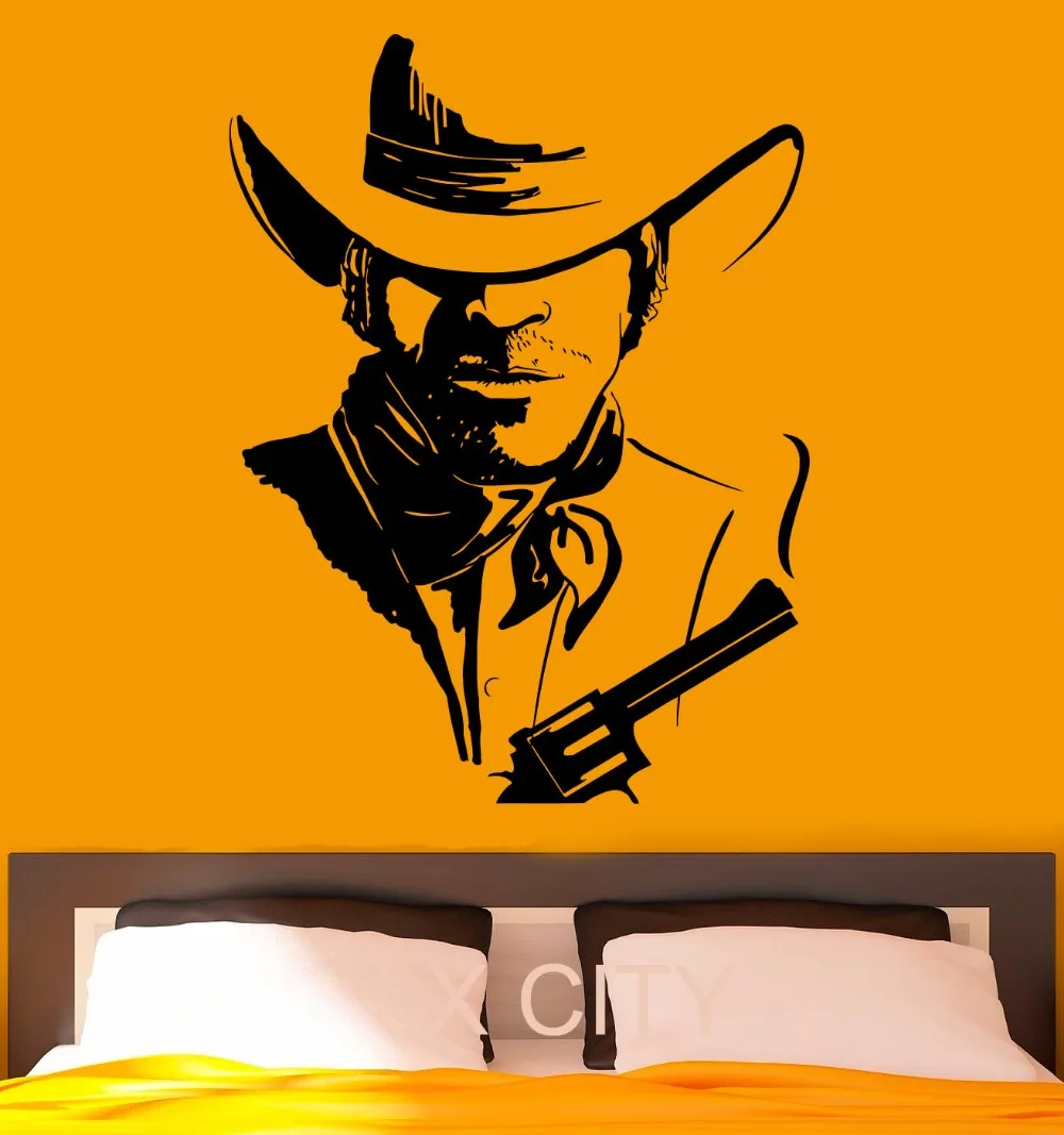 Us 10 7 37 Off Cowboy Wand Aufkleber Amerikanischen Wild West Poster Aufkleber Vinyl Kuhle Wohnheim Teen Design Home Interior Kindergarten Kunst