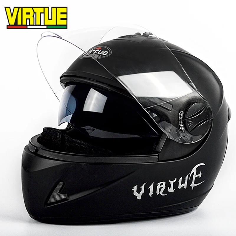 

Send Scarf VIRTUE Heating Electric Motorcycle Double Lens Winter Helmets All Seasons General Safety Cap for Men and Women