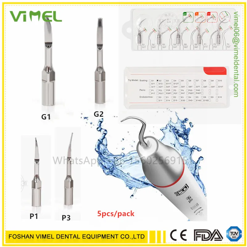 

FSVIMEL 5PCS G1 G2 P1 P3 Scaler Tips Fit For Woodpecker Handpiece
