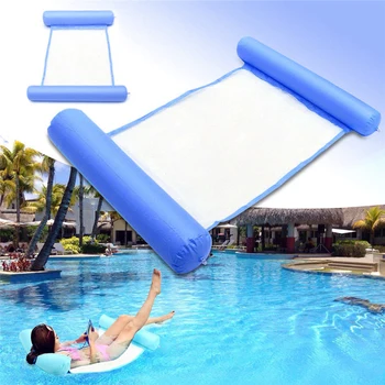 

Summer Swimming Pool Water Hammock Floating Chair Floating Bed PVC Swimming water lounge chair blue