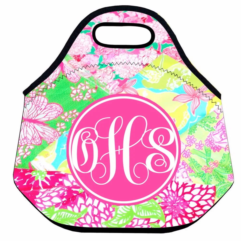 Personalized Flower Lunch Bag for Women,Pink Insulated Thermal Lunch
