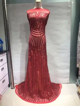 

RED Sequins Lace Fabric High Quality Latest African Lace Fabric Wedding Tulle Lace Fabric French Nigeria fashion Sequins Lace