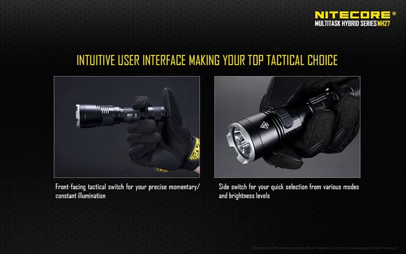 Lanterna com Leds Red Dot Award Vencedor Nitecore Mh27 1000 Lumen Cree Xp l oi v3 Usb Recarregável Led Rgb 10 nitecore mh27