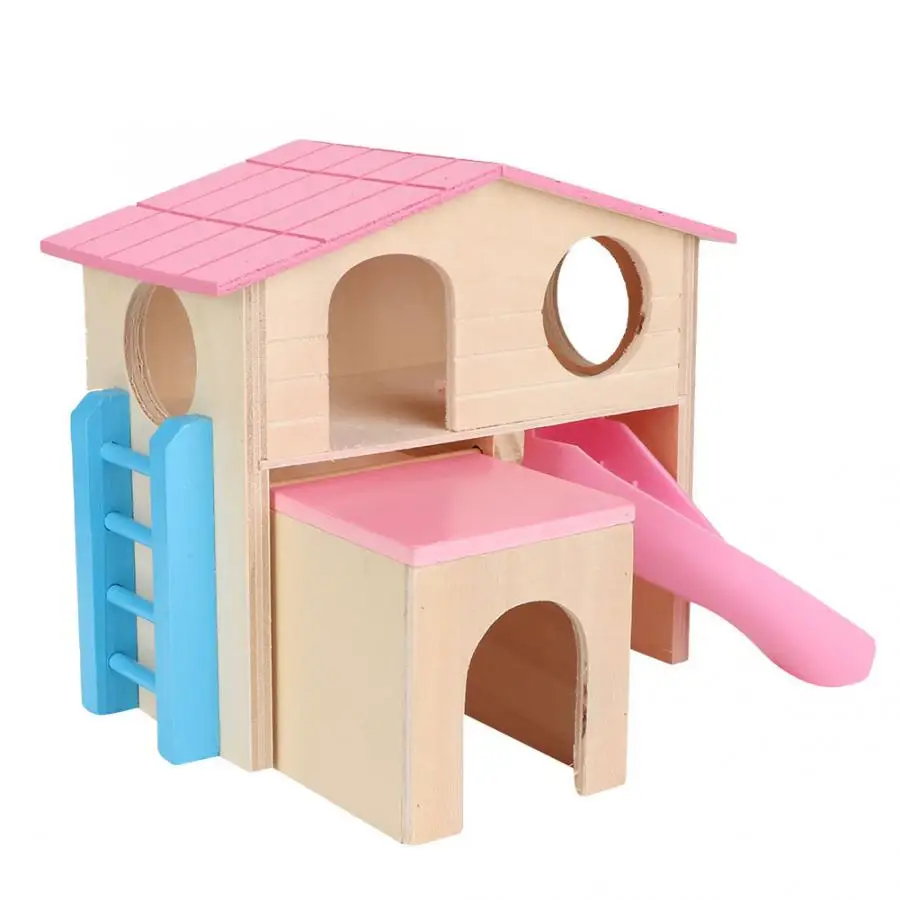 Multi-functional Double Layer Pet Hamster House With Bell Slide Toy Pet Guinea Pig Squirrel Gerbil Toy Warm Hanging Cage