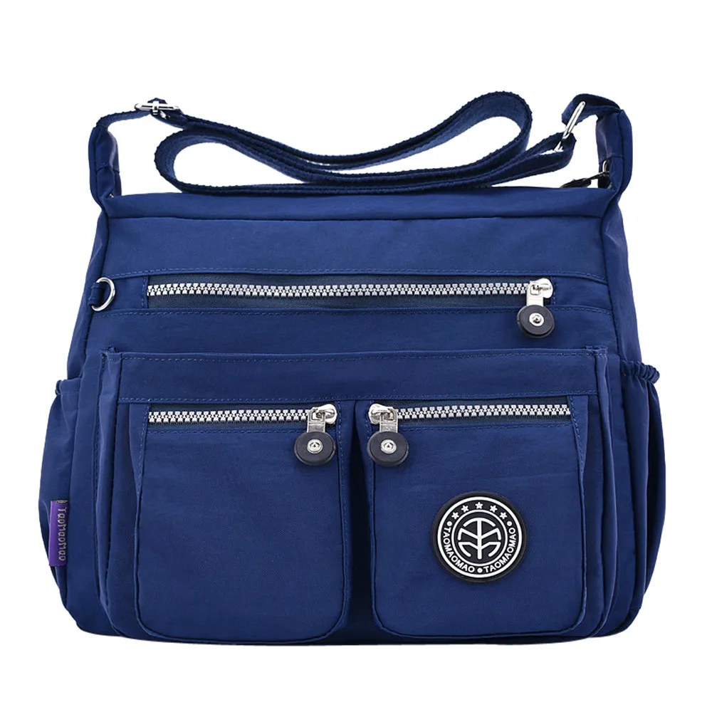 Новинка,, женская модная однотонная Водонепроницаемая нейлоновая сумка на молнии, сумка через плечо, Прямая поставка# ZS - Цвет: Темно-синий