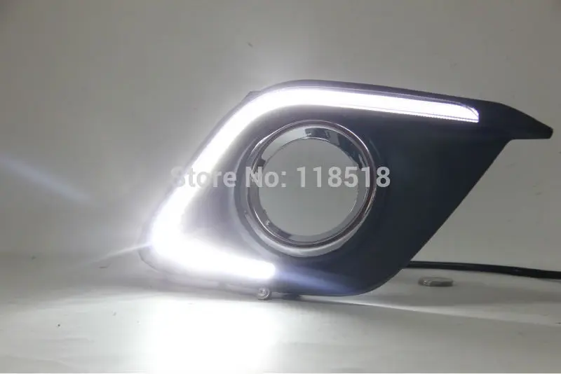 free shipping, for Mazda 3 axela 2014 led drl daytime running light with dimmer function guiding light design matt black