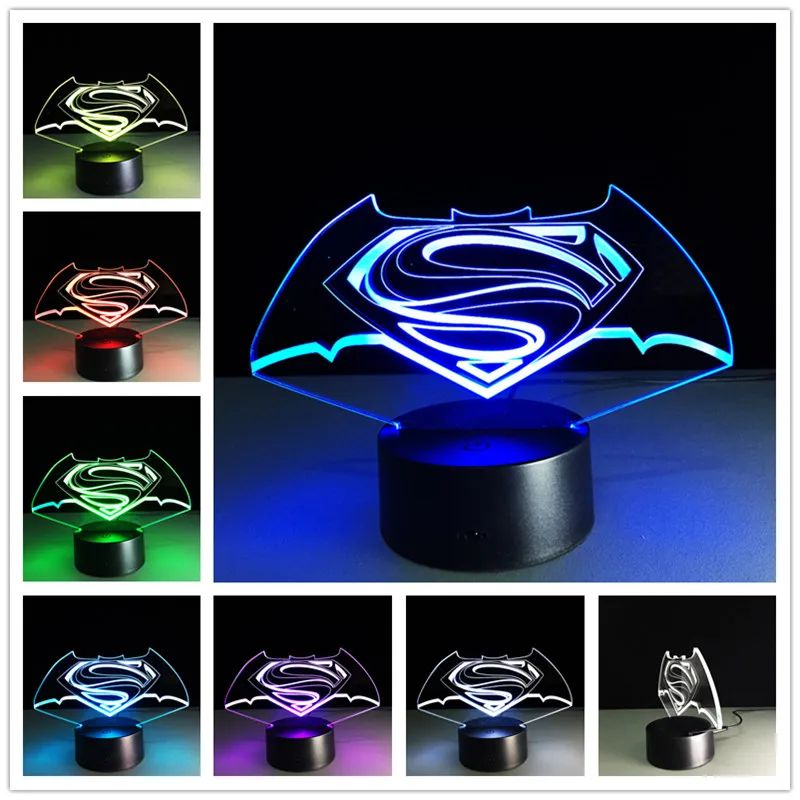 

3D Lamp Batman Star Wars Children's nightlight Visual Led Night Lights Illusion Lamparas With controller and without controller