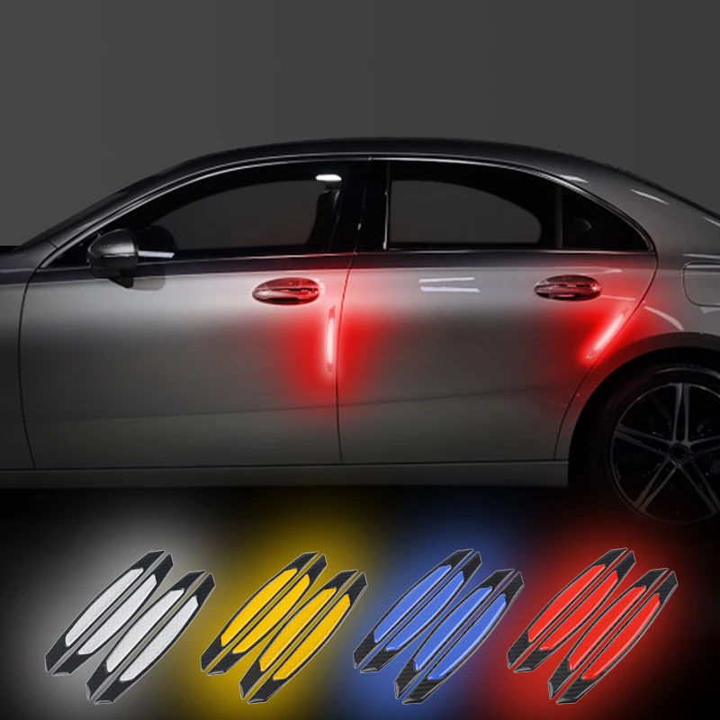 

4PCS Practical Car Reflective Anti-collision Warning Sticker Universal Auto Safety Mark Side Scratch-proof Door Strip