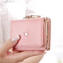 Trois fois portefeuille femelle court paragraphe 2016 nouveaux étudiants Coréens amour petit sac à main Bourse ID Titulaire de la Carte