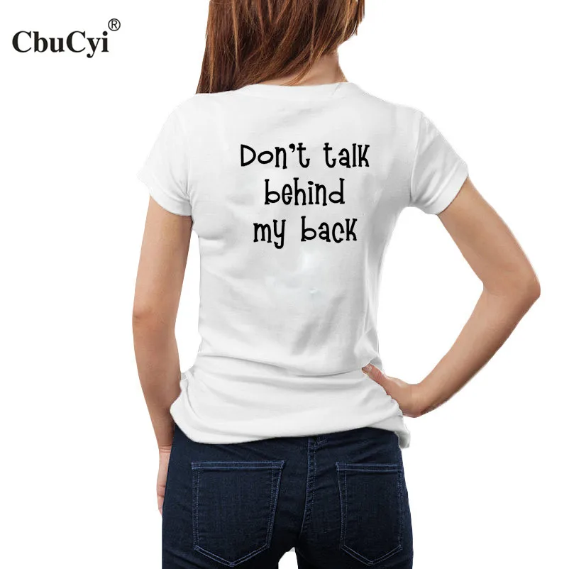 Cbucyi محب القطن تي شيرت مضحك النصوص المطبوعة لا نتحدث خلف ظهري t-shirt إمرأة أسود أبيض قصير كم تي شيرت femm Cbucyi محب القطن تي شيرت مضحك النصوص المطبوعة لا نتحدث خلف ظهري t-shirt إمرأة أسود أبيض قصير كم تي شيرت femm