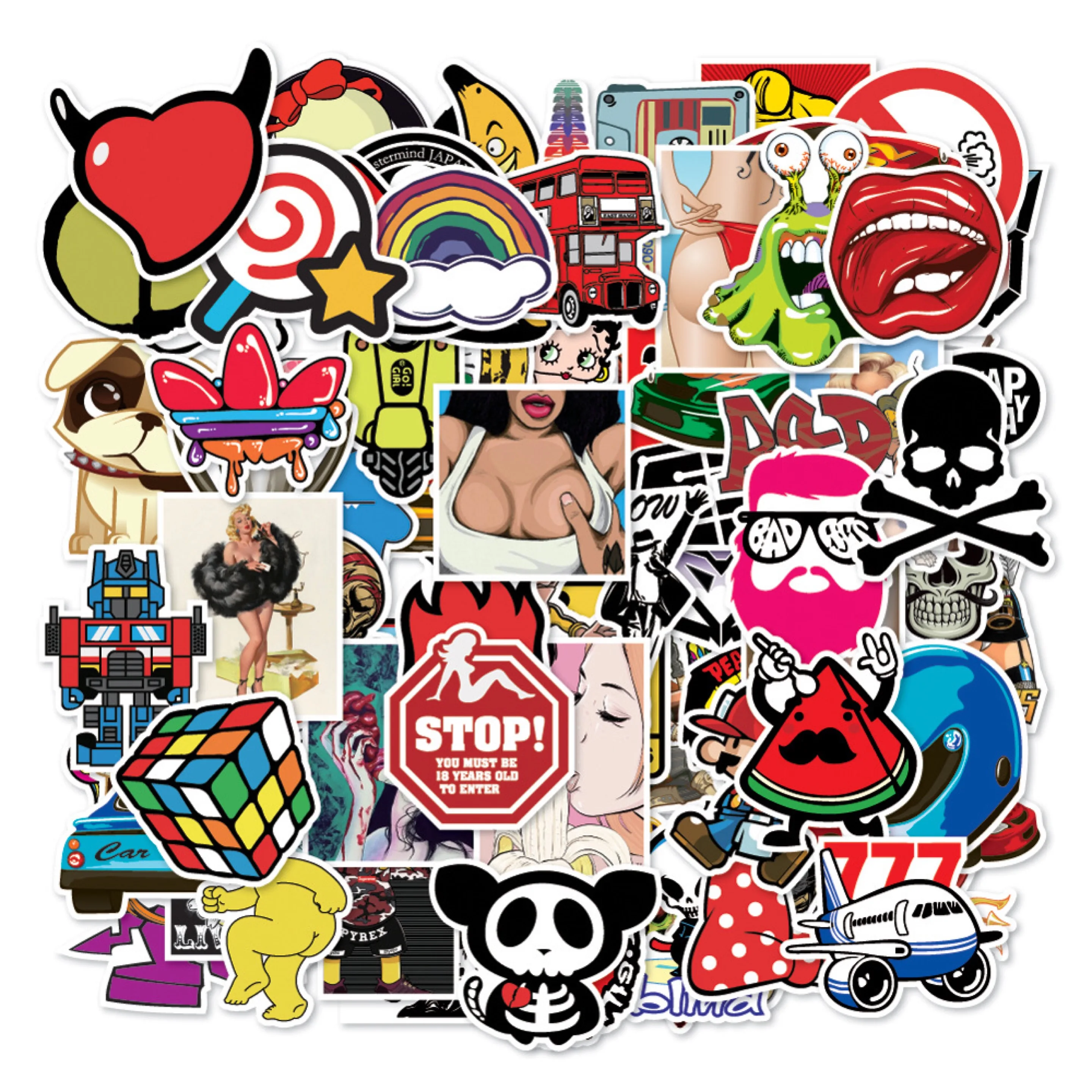 

100 Mixed Series Graffiti Stickers Sexy beauty Interesting Skateboards, Refrigerators, Car Stickers DIY Personality Creativity