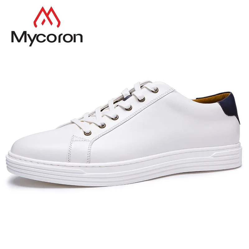 

MYCORON Men Shoes Luxury Product White Shoes Leather Breathable Men Boots Leather England Casual Shoes Sapato Masculino