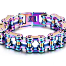 19 мм тяжелый панк-рок мужской Радужный Синий Велосипед Байкер Мотоцикл браслет цепочка Ювелирные изделия титановая сталь браслет с фигуркой велосипеда браслет для мальчиков