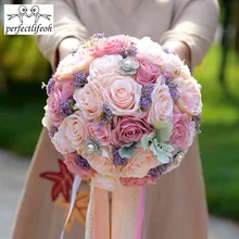 Perfectlifeoh Свадебный букет s Шелковый Свадебный букет искусственное украшение для вечеринки Свадебный букет цветов Роза и розовая гортензия