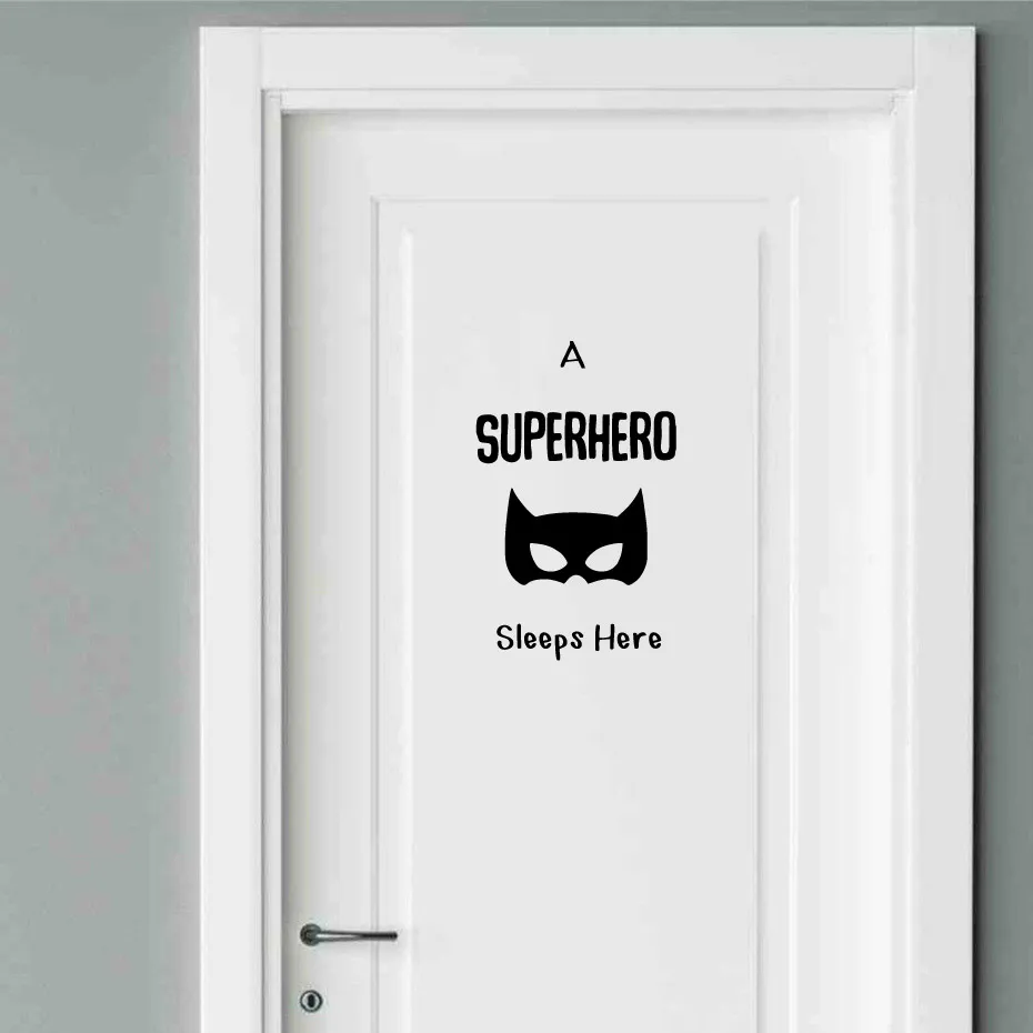 

A Super Hero Sleeps Here Batman Wall Stickers DIY Vinyl Removable Door Decal for kids Children's Sticker Nursery Room Home Decor