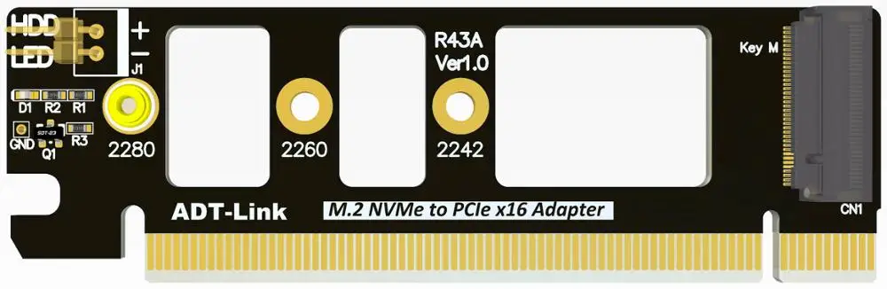 

Адаптер расширения ADT-Link NVME M.2-PCIEx16, карточка SSD, жесткий диск PCIe3.0 x 4