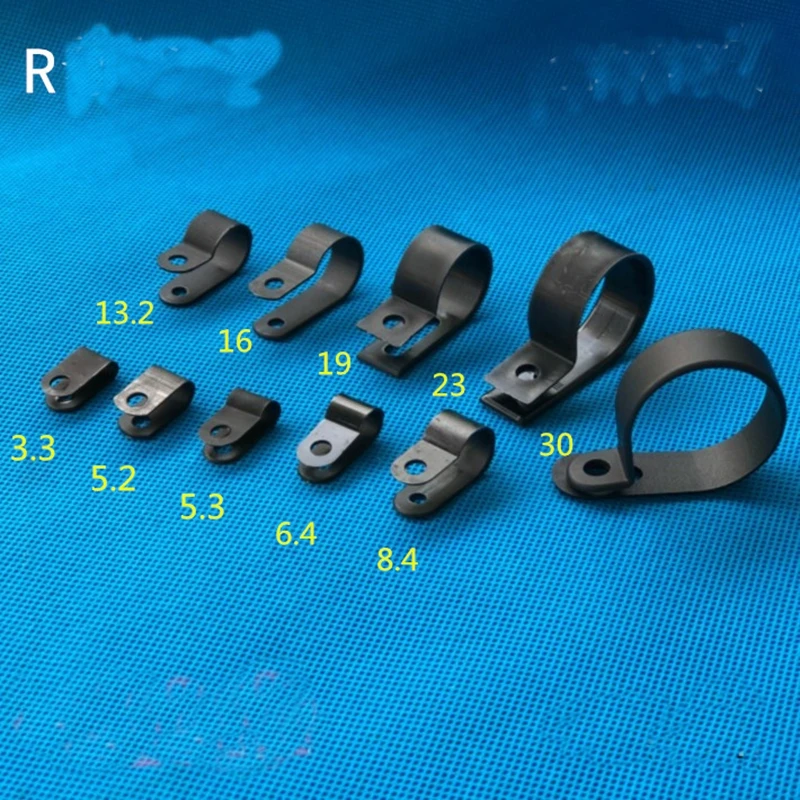 

1bag R type clamp nylon 3.3 5.3 6.4 8.410.4 wiring fixed wire card wire buckle fixed black