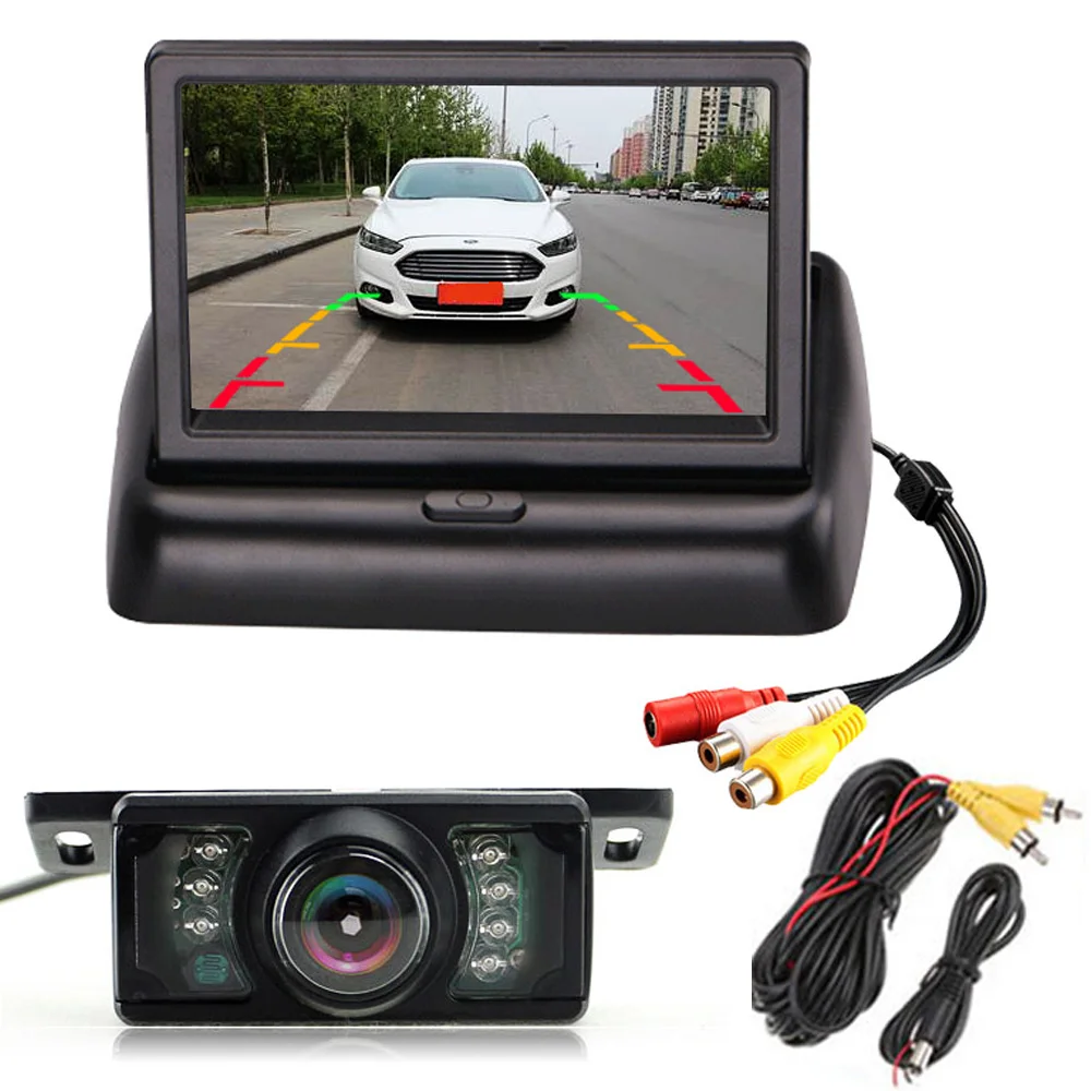 

Car Parking Rear View System 7 IR LEDs Night Vision Waterproof Reversing Backup Camera +Foldable 4.3" TFT LCD Car Monitor
