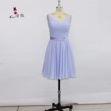 Vintage vestidos lavanda de dama de honor corto barato China vestido de fiesta de boda longitud de la rodilla de gasa de regreso al baile de graduación vestido 2017 Courte