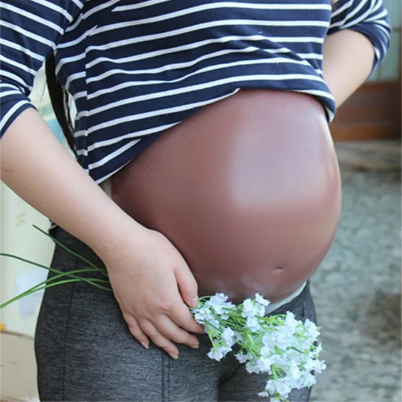 

Twins 4000g/ piece Brown Artificial Silicone Belly Fake Pregnant Tummy for Crossdresser Movie Props Halloween Spoof Role Play